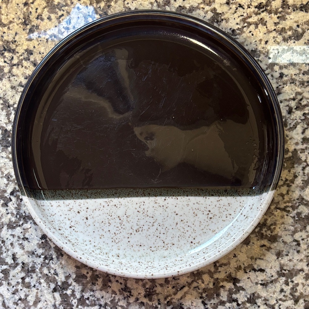 Vintage Black and White Speckled Plate